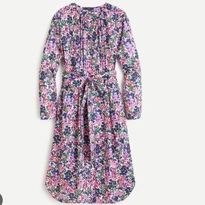J Crew Floral Print Loose Fit Belted Shirt Dress